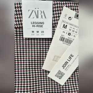New Zara Red, Black and White Pants with Modern Fit - Size M